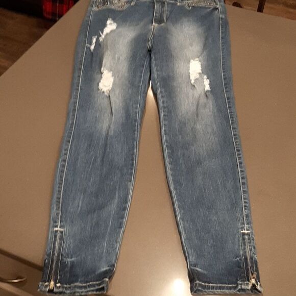 Philosophy Size 10 Distressed Jeggings with Zipper on Legs - Picture 6 of 12